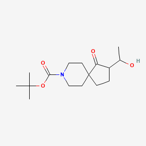 molecular formula C16H27NO4 B8492894 Tert-butyl 3-(1-hydroxyethyl)-4-oxo-8-azaspiro[4.5]decane-8-carboxylate 