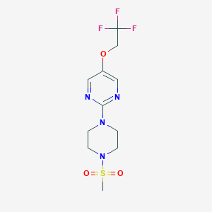 molecular formula C11H15F3N4O3S B8492897 2-[4-(Methanesulfonyl)piperazin-1-yl]-5-(2,2,2-trifluoroethoxy)pyrimidine CAS No. 823197-30-4