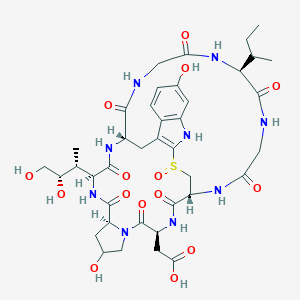 molecular formula C39H53N9O15S B084932 2-[(1R,4S,10S,13S,16S,34S)-34-Butan-2-yl-13-[(2R,3S)-3,4-dihydroxybutan-2-yl]-8,22-dihydroxy-2,5,11,14,27,30,33,36,39-nonaoxo-27lambda4-thia-3,6,12,15,25,29,32,35,38-nonazapentacyclo[14.12.11.06,10.018,26.019,24]nonatriaconta-18(26),19(24),20,22-tetraen-4-yl]acetic acid CAS No. 13567-07-2
