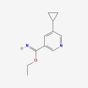 molecular formula C11H14N2O B8493261 Ethyl 5-cyclopropylnicotinimidate 