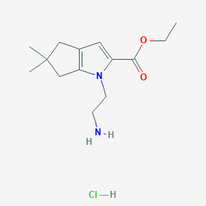 molecular formula C14H23ClN2O2 B8494097 ethyl 1-(2-aminoethyl)-5,5-dimethyl-4,6-dihydrocyclopenta[b]pyrrole-2-carboxylate;hydrochloride 