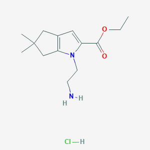 molecular formula C14H23ClN2O2 B8494097 Ethyl 1-(2-Aminoethyl)-5,5-dimethyl-1,4,5,6-tetrahydrocyclopenta[b]pyrrole-2-carboxylate hydrochloride 