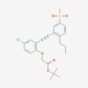 molecular formula C24H27ClO5S B8494528 Tert-butyl 2-[4-chloro-2-[2-(5-methylsulfonyl-2-propylphenyl)ethynyl]phenoxy]acetate 