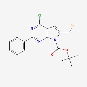 molecular formula C18H17BrClN3O2 B8494751 tert-butyl 6-(bromomethyl)-4-chloro-2-phenylpyrrolo[2,3-d]pyrimidine-7-carboxylate 