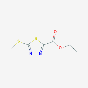 molecular formula C6H8N2O2S2 B8494764 Ethyl 5-(methylthio)-1,3,4-thiadiazole-2-carboxylate 