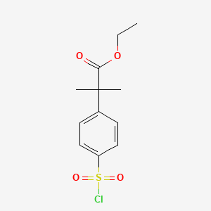 molecular formula C12H15ClO4S B8495737 Ethyl 2-(4-(chlorosulfonyl)phenyl)-2-methylpropanoate 