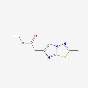 molecular formula C9H11N3O2S B8496448 Ethyl 2-(2-methylimidazo[2,1-b][1,3,4]thiadiazol-6-yl)acetate 