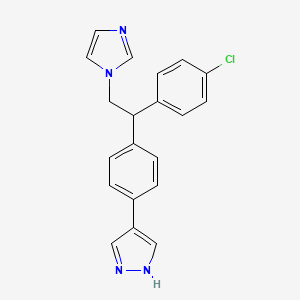 molecular formula C20H17ClN4 B8497352 1H-Pyrazole, 4-[4-[1-(4-chlorophenyl)-2-(1H-imidazol-1-yl)ethyl]phenyl]- CAS No. 857531-38-5
