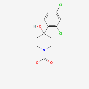 molecular formula C16H21Cl2NO3 B8497508 tert-butyl 4-(2,4-dichlorophenyl)-4-hydroxypiperidine-1-carboxylate 