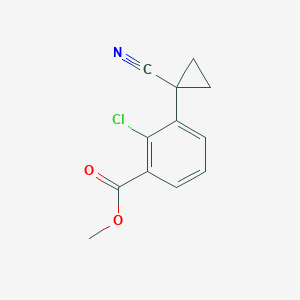 molecular formula C12H10ClNO2 B8498240 Methyl 2-chloro-3-(1-cyanocyclopropyl)benzoate 