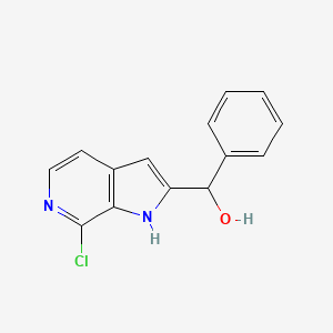 molecular formula C14H11ClN2O B8498386 1h-Pyrrolo[2,3-c]pyridine-2-methanol,7-chloro-a-phenyl- 