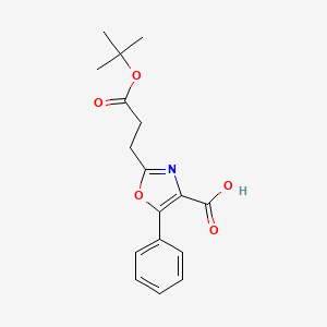 molecular formula C17H19NO5 B8498452 2-(2-Tert-butoxycarbonyl-ethyl)-5-phenyl-oxazole-4-carboxylic acid 