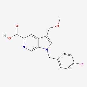 molecular formula C17H15FN2O3 B8498599 1h-Pyrrolo[2,3-c]pyridine-5-carboxylic acid,1-[(4-fluorophenyl)methyl]-3-(methoxymethyl)- 