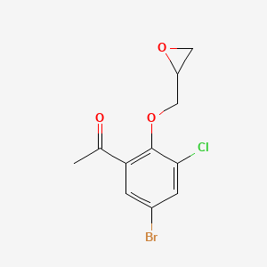 molecular formula C11H10BrClO3 B8498621 1-[5-Bromo-3-chloro-2-(oxiran-2-ylmethoxy)phenyl]ethanone 