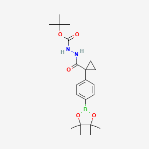 molecular formula C21H31BN2O5 B8498648 tert-butyl N-[[1-[4-(4,4,5,5-tetramethyl-1,3,2-dioxaborolan-2-yl)phenyl]cyclopropanecarbonyl]amino]carbamate 