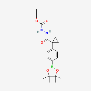 molecular formula C21H31BN2O5 B8498648 Tert-butyl2-({1-[4-(4,4,5,5-tetramethyl-1,3,2-dioxaborolan-2-yl)phenyl]cyclopropyl}carbonyl)hydrazinecarboxylate 