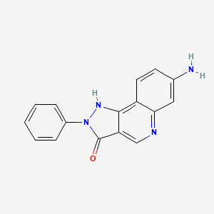 molecular formula C16H12N4O B8499174 7-Amino-2-phenyl-2,5-dihydro-pyrazolo-[4,3-c]quinolin-3-one 