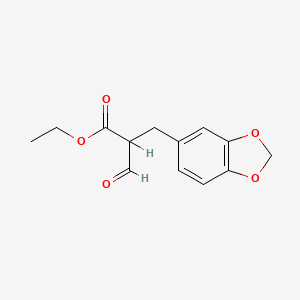 molecular formula C13H14O5 B8499448 Ethyl alpha-formyl-1,3-benzodioxole-5-propanoate CAS No. 72716-70-2