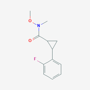 molecular formula C12H14FNO2 B8499457 2-(2-Fluoro-phenyl)-cyclopropanecarboxylic acid methoxy-methyl-amide 