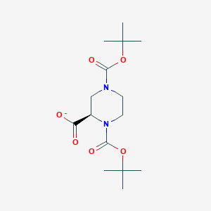 molecular formula C15H25N2O6- B8499994 (2R)-1,4-DiBoc-piperazine-2-carboxylic acid 