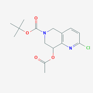 molecular formula C15H19ClN2O4 B8500474 tert-butyl 8-acetyloxy-2-chloro-7,8-dihydro-5H-1,6-naphthyridine-6-carboxylate 