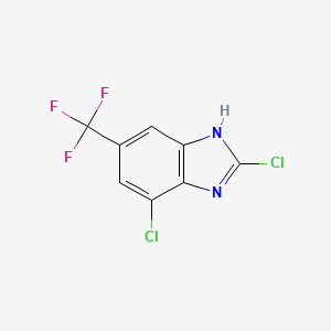 molecular formula C8H3Cl2F3N2 B8501050 1H-Benzimidazole, 2,7-dichloro-5-(trifluoromethyl)- 