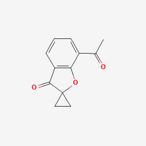 molecular formula C12H10O3 B8501566 Spiro(benzofuran-2(3H),1'-cyclopropan)-3-one, 7-acetyl- CAS No. 77527-18-5