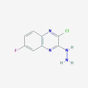 molecular formula C8H6ClFN4 B8501664 2-Chloro-6-fluoro-3-hydrazinoquinoxaline 