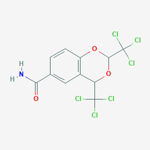 molecular formula C11H7Cl6NO3 B8501683 2,4-Bis(trichloromethyl)-2H,4H-1,3-benzodioxine-6-carboxamide CAS No. 61719-78-6