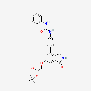 molecular formula C28H29N3O5 B8502586 Acetic acid,2-[[2,3-dihydro-7-[4-[[[(3-methylphenyl)amino]carbonyl]amino]phenyl]-3-oxo-1h-isoindol-5-yl]oxy]-,1,1-dimethylethyl ester 