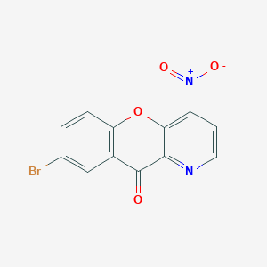 molecular formula C12H5BrN2O4 B8503234 8-bromo-4-nitro-10H-chromeno[3,2-b]pyridin-10-one 
