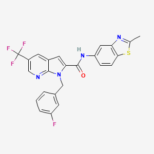 molecular formula C24H16F4N4OS B8503287 1h-Pyrrolo[2,3-b]pyridine-2-carboxamide,1-[(3-fluorophenyl)methyl]-n-(2-methyl-5-benzo[d]thiazolyl)-5-(trifluoromethyl)- 