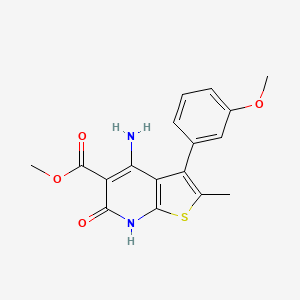 molecular formula C17H16N2O4S B8503358 methyl 4-amino-3-(3-methoxyphenyl)-2-methyl-6-oxo-7H-thieno[2,3-b]pyridine-5-carboxylate 