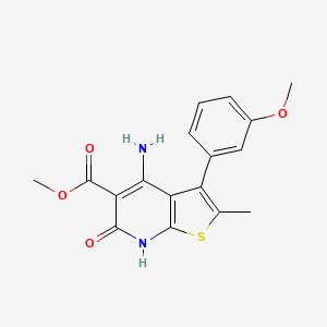 molecular formula C17H16N2O4S B8503358 Methyl 4-amino-2-methyl-3-[3-(methyloxy)phenyl]-6-oxo-6,7-dihydrothieno[2,3-b]pyridine-5-carboxylate 