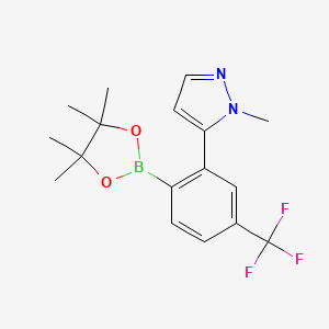 molecular formula C17H20BF3N2O2 B8503419 1-Methyl-5-(2-(4,4,5,5-tetramethyl-1,3,2-dioxaborolan-2-yl)-5-(trifluoromethyl)phenyl)-1H-pyrazole CAS No. 2304634-65-7