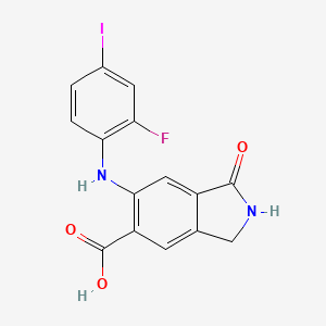 molecular formula C15H10FIN2O3 B8503427 1h-Isoindole-5-carboxylic acid,6-[(2-fluoro-4-iodophenyl)amino]-2,3-dihydro-1-oxo- 