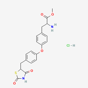 molecular formula C20H21ClN2O5S B8503447 2-Amino-3-[4-[4-[(2,4-dioxo-5-thiazolidinyl)methyl]phenoxy]phenyl]propanoic acid methyl ester hydrochloride CAS No. 724760-24-1