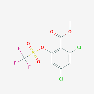 molecular formula C9H5Cl2F3O5S B8503843 Methyl 2,4-dichloro-6-{[(trifluoromethyl)sulfonyl]oxy}benzoate 