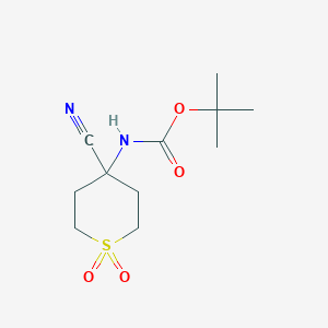 molecular formula C11H18N2O4S B8503851 tert-butyl (4-cyano-1,1-dioxidotetrahydro-2H-thiopyran-4-yl)carbamate 