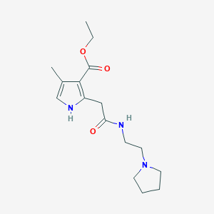 molecular formula C16H25N3O3 B8504683 ethyl 4-methyl-2-[2-oxo-2-(2-pyrrolidin-1-ylethylamino)ethyl]-1H-pyrrole-3-carboxylate 