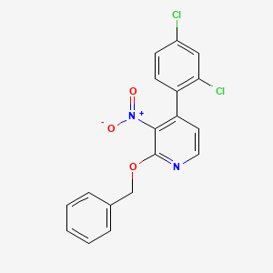 molecular formula C18H12Cl2N2O3 B8504897 2-(Benzyloxy)-4-(2,4-dichlorophenyl)-3-nitropyridine CAS No. 219735-85-0