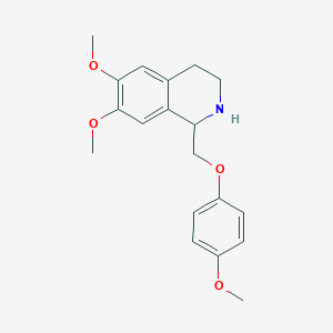 molecular formula C19H23NO4 B8505232 1-(4-Methoxyphenoxy)methyl-6,7-dimethoxy-1,2,3,4-tetrahydroisoquinoline 