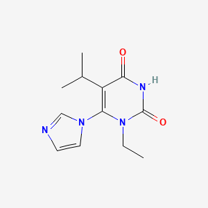molecular formula C12H16N4O2 B8505331 1-Ethyl-6-imidazol-1-yl-5-isopropyl-1H-pyrimidine-2,4-dione 