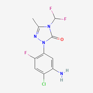 molecular formula C10H8ClF3N4O B8505467 1-(5-amino-4-chloro-2-fluorophenyl)-4-difluoromethyl-3-methyl-1H-1,2,4-triazol-5-one CAS No. 111992-07-5