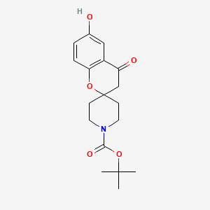 molecular formula C18H23NO5 B8505498 Tert-butyl 6-hydroxy-4-oxospiro[chromane-2,4'-piperidine]-1'-carboxylate 