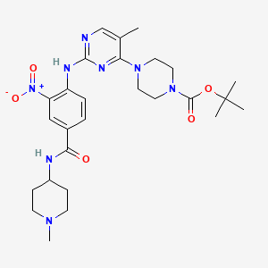 molecular formula C27H38N8O5 B8507118 tert-butyl 4-[5-methyl-2-[4-[(1-methylpiperidin-4-yl)carbamoyl]-2-nitroanilino]pyrimidin-4-yl]piperazine-1-carboxylate 
