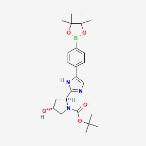 molecular formula C24H34BN3O5 B8507902 TERT-BUTYL (2S,4R)-4-HYDROXY-2-(5-(4-(4,4,5,5-TETRAMETHYL-1,3,2-DIOXABOROLAN-2-YL)PHENYL)-1H-IMIDAZOL-2-YL)PYRROLIDINE-1-CARBOXYLATE 
