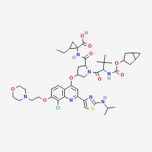 molecular formula C45H60ClN7O9S B8508867 1-({1-[2-(Bicyclo[3.1.0]hex-3-yloxycarbonylamino)-3,3-dimethyl-butyryl]-4-[8-chloro-2-(2-isopropylamino-thiazol-4-yl)-7-(2-morpholin-4-yl-ethoxy)-quinolin-4-yloxy]-pyrrolidine-2-carbonyl}-amino)-2-ethyl-cyclopropanecarboxylic acid 