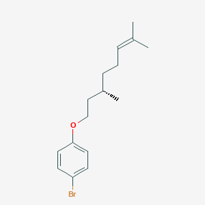 molecular formula C16H23BrO B8509657 1-Bromo-4-{[(3S)-3,7-dimethyloct-6-en-1-yl]oxy}benzene CAS No. 532983-81-6