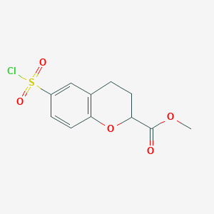 molecular formula C11H11ClO5S B8510086 methyl 6-(chlorosulfonyl)-3,4-dihydro-2H-1-benzopyran-2-carboxylate 